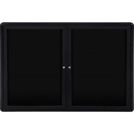 GHENT Ghent Ovation Letter Board - Indoor - 2 Door - Black w/Black Frame - 47"W x 34"H OVK2-BBK